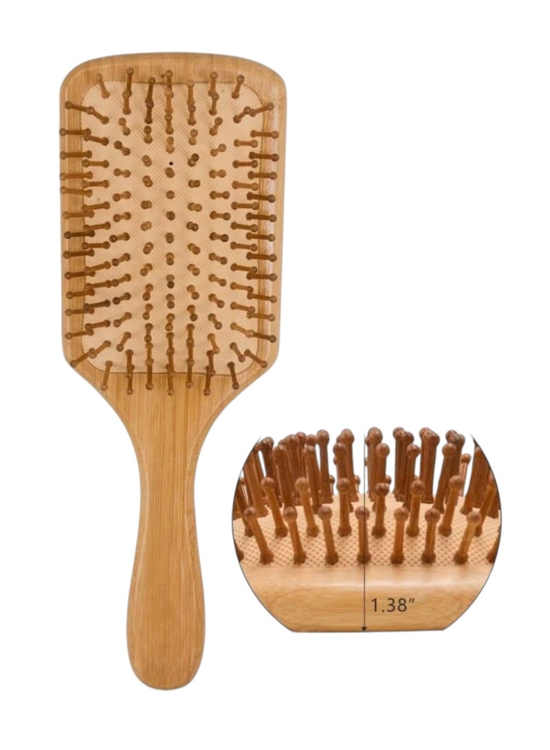فيندكس فرشاة شعر خشبية، تحفز فروة رأسك وتحسن تدفق الدم لمنع تساقط الشعر، فرشاة ومشط من شعيرات الخيزران لشعر صحي للرجال والنساء والأطفال لجميع أنواع الشعر - Image 3