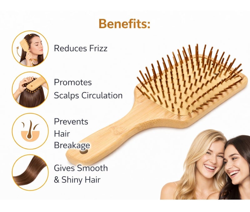 VENDIX Wooden Hair Brush, Its Stimulate Your Scalp and improve Blood Flow to Prevent Hair Losses, Bamboo Bristle Brush & Comb for Healthy Hair for, Men, Women & Children for All Hair Types - Image 2