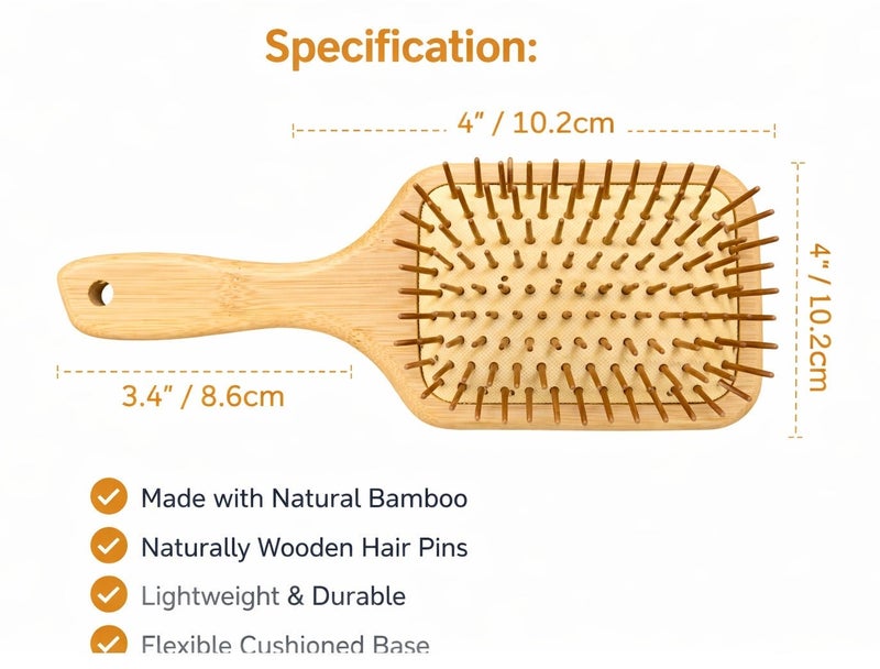 VENDIX Wooden Hair Brush, Its Stimulate Your Scalp and improve Blood Flow to Prevent Hair Losses, Bamboo Bristle Brush & Comb for Healthy Hair for, Men, Women & Children for All Hair Types - Image 3