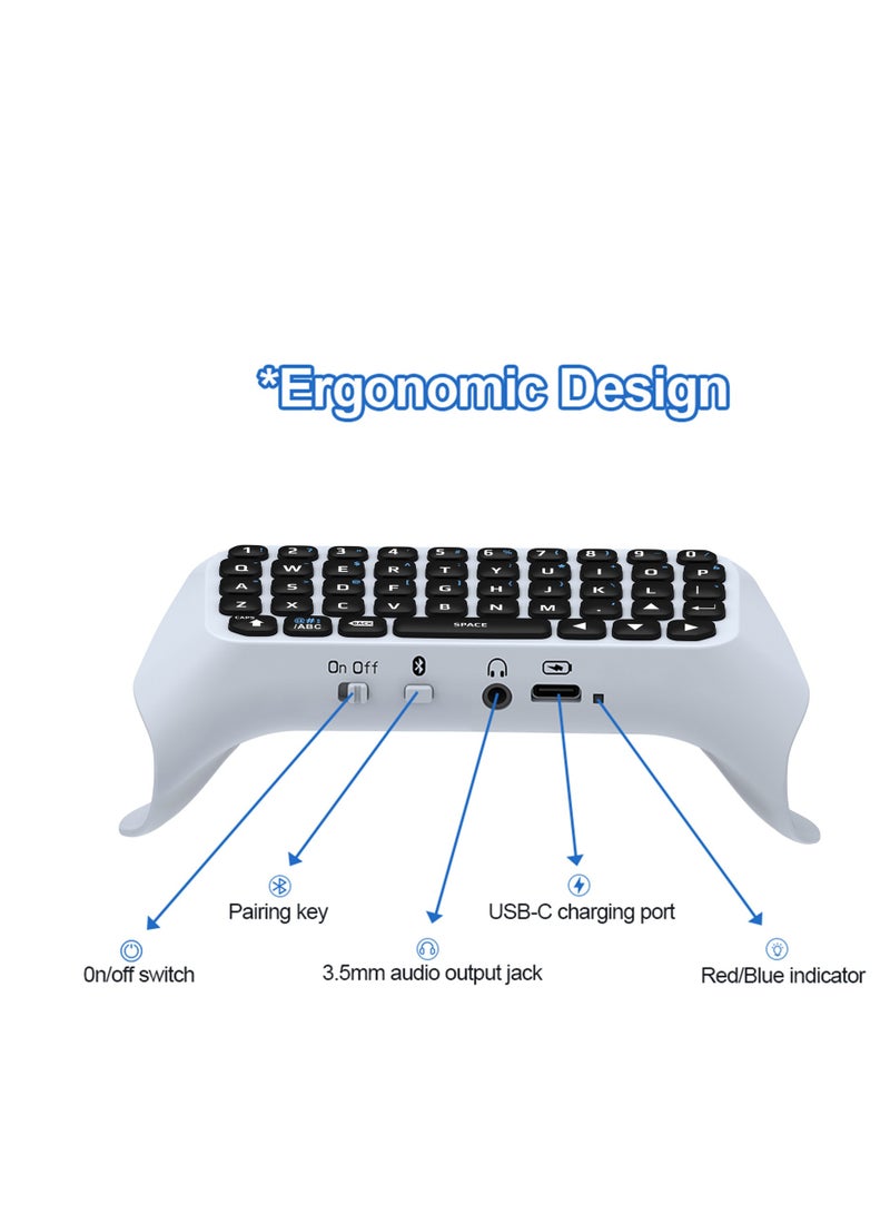 Wireless Controller Keyboard for PS5  Bluetooth 3.0 Mini Portable Gamepad Chatpad with Built-in Speaker   for Playstation 5 Tablet