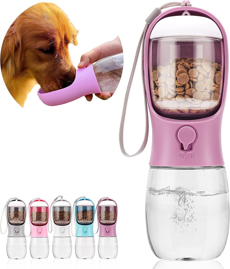 AVELORA Portable Dog Water Bottle, Portable Water Bottle with Food Container, Outdoor Portable Water Dispenser for Cat, Rabbit, Puppy, and Other Pets - Image 1
