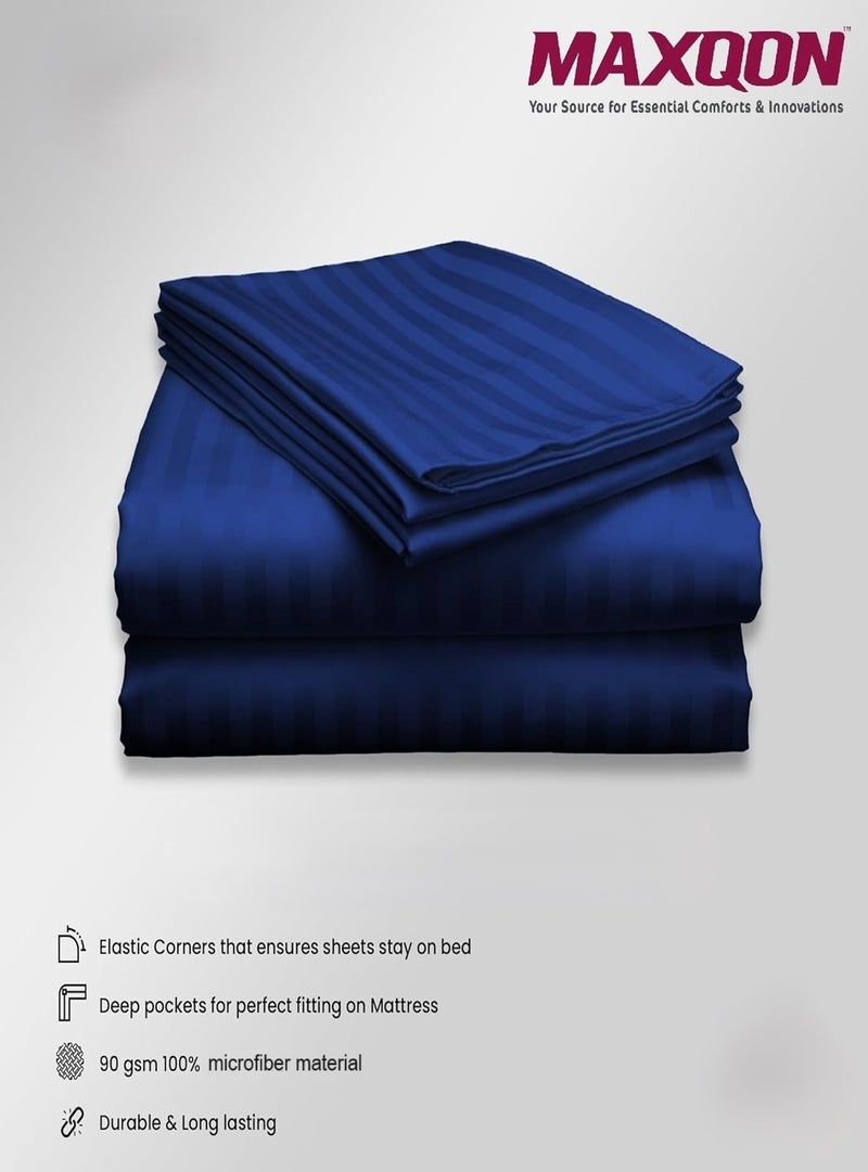MAXQON Deep Fitted Bed Sheet with 1pc Pillow Cover, Single (90x190+30CM), Color Blue - Image 4