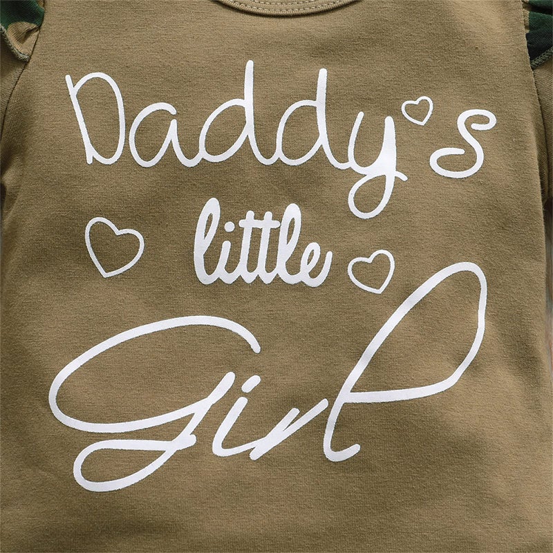 AMAWMW Baby Girl Clothes Set Daddys Little Girl Ruffle Romper Top Camouflage Pants Newborn Infant Baby Girl Outfit - Image 3