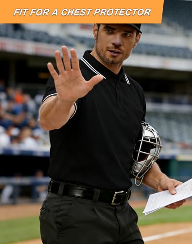 VKT 4 Pcs Official BaseballSoftball Umpire Kit Set Including Umpire Shirt Indicator Brush Whistle for Men Referee Black M - Image 3