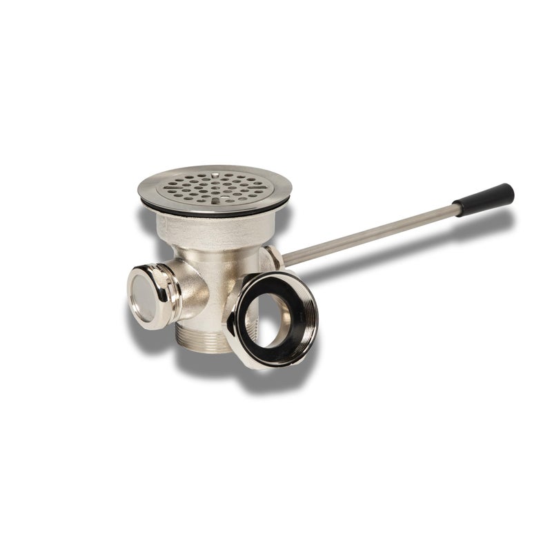 STEADYKLEEN 3inch Sink Drain Waste Drain Valve with Lever Handle Fits Commercial 3 Compartment Sink Style Drains Controls Sink Drain Stopper Handy Brass Reducer Included - Image 2