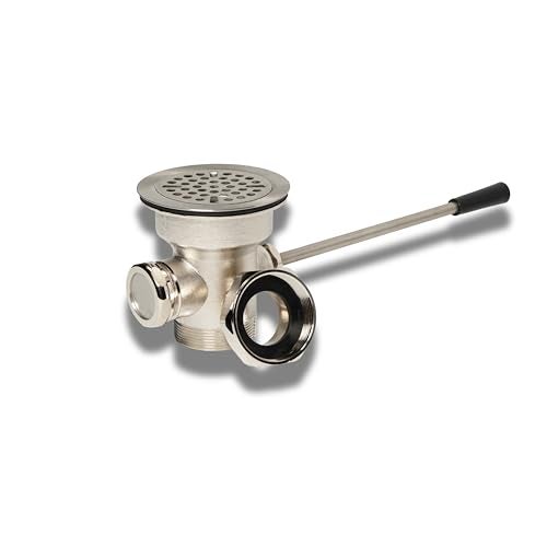 STEADYKLEEN 3inch Sink Drain Waste Drain Valve with Lever Handle Fits Commercial 3 Compartment Sink Style Drains Controls Sink Drain Stopper Handy Brass Reducer Included - Image 1
