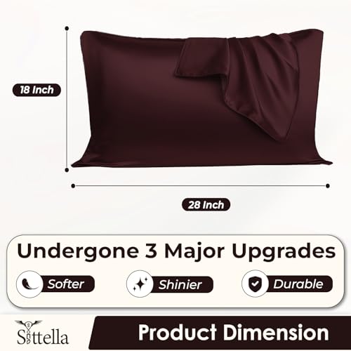 SITTELLA® 72x46 cm Set of 4 Satin Silk Pillow Covers | 600 TC Soft Pillowcase for Hair & Skin | Envelope Closure | Brown |2 Free Scrunchie Included - Image 2