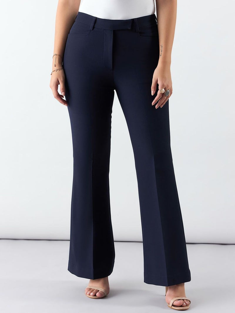 Powersutra Navy Mid Waist Trousers for Women - Image 5