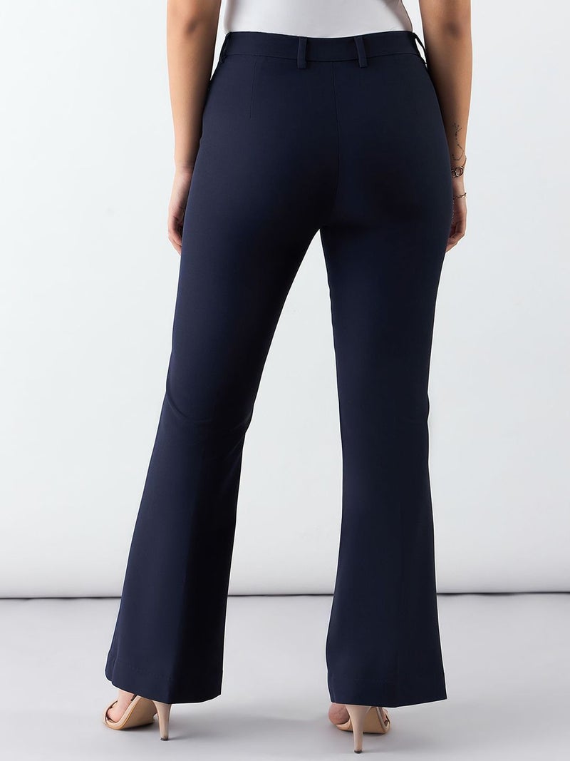 Powersutra Navy Mid Waist Trousers for Women - Image 3