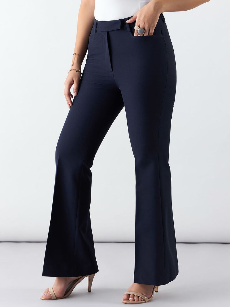 Powersutra Navy Mid Waist Trousers for Women - Image 2