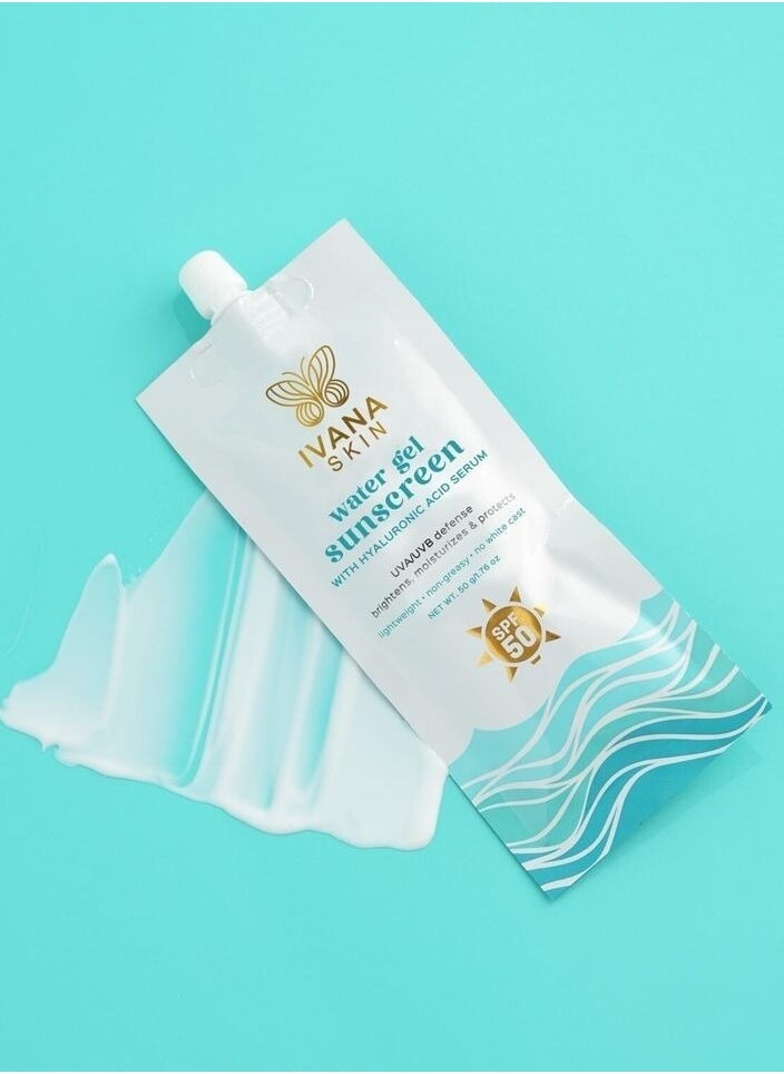 IVANA SKIN Hyaluronic Acid SPF50 Water Gel Sunscreen, Ultimate UVA and UVB Defense, Hydration, Brightening, and Lightweight Protection with No White Cast, 50g.  - Image 1