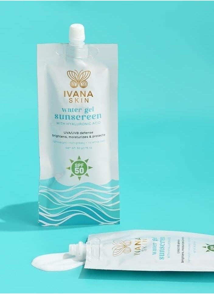 IVANA SKIN Hyaluronic Acid SPF50 Water Gel Sunscreen, Ultimate UVA and UVB Defense, Hydration, Brightening, and Lightweight Protection with No White Cast, 50g.  - Image 2