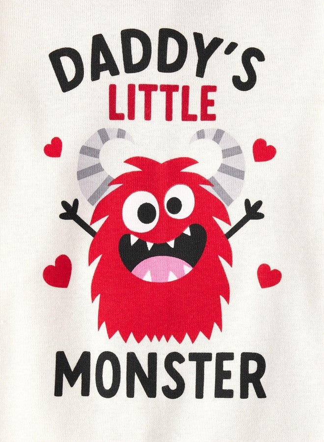 The Children's Place Baby Boy's and Toddler Long Sleeve Top and Pants Snug Fit 100% Cotton 2 Piece Pajama Set, Daddys Monster - Image 2