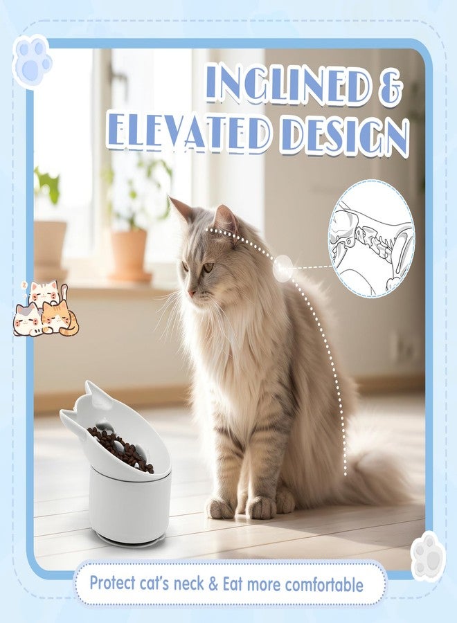 Funnymoom عبوة من قطعتين من أوعية الطعام البطيء المصنوعة من السيليكون من Funnymoom، وعاء طعام مرتفع للقطط مناسب للطعام الجاف والرطب، تصميم مائل بقاعدة مانعة للانزلاق، زاوية قابلة للتعديل للحيوانات الأليفة (رمادي وأزرق) - Image 3