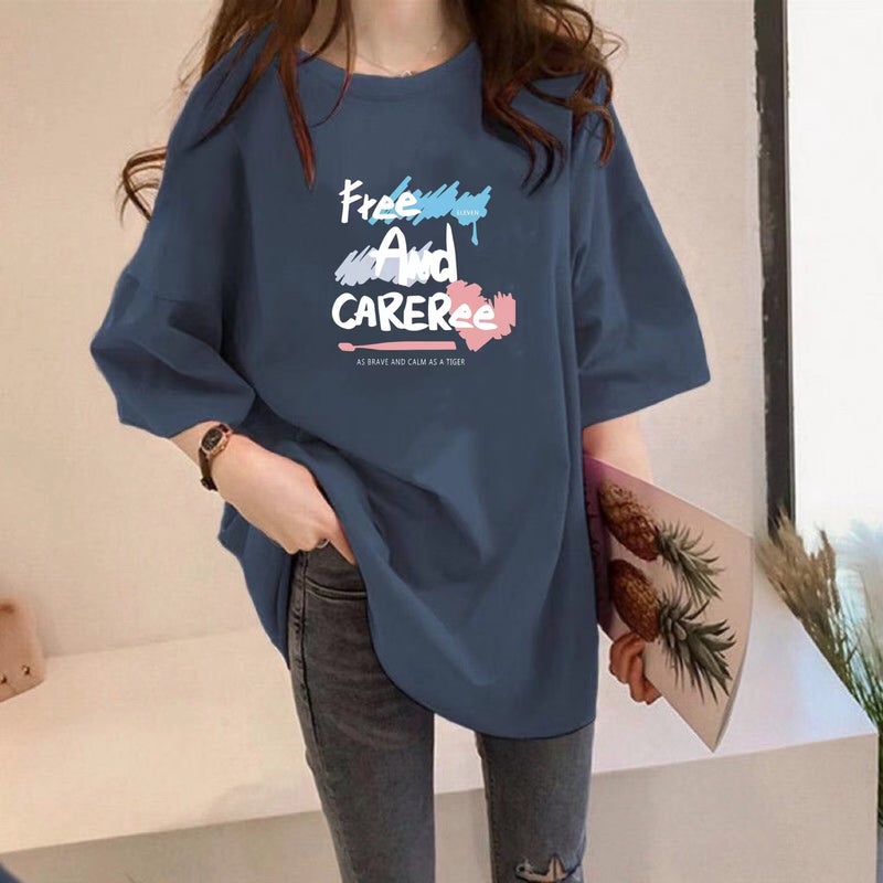 Large Edition Chubby Girls Short-sleeved T-shirt Women's New Summer Korean-style Loose Mid-length Round Neck Rabbit Printed Half-sleeved Top - Image 1