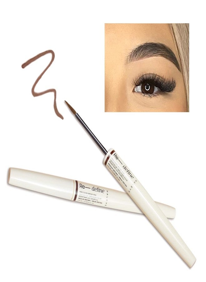 HALEYS Precision Brow Pen (Med Brown), 2-in-1 brow for Definition + Hold, 16 Hours Lasting, Eyebrow Makeup for Real-Looking, Fuller Eyebrows, Sweat + Humidity Proof, Highly Pigmented, Matte, V + CF - Image 1