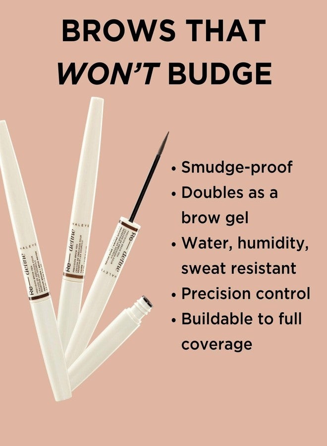 HALEYS Precision Brow Pen (Med Brown), 2-in-1 brow for Definition + Hold, 16 Hours Lasting, Eyebrow Makeup for Real-Looking, Fuller Eyebrows, Sweat + Humidity Proof, Highly Pigmented, Matte, V + CF - Image 2