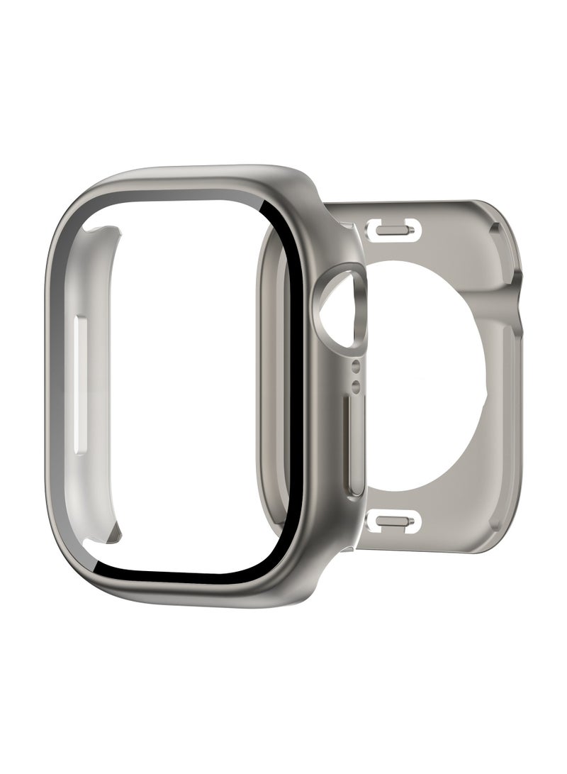 علبة مقاومة للماء مع واقي شاشة زجاجي مقسى لـ Apple Watch SE Series 6/5/4 44 مم ، 360 غطاء حماية تغطية كاملة لـ IWatch 44mm ، التيتانيوم - Image 1