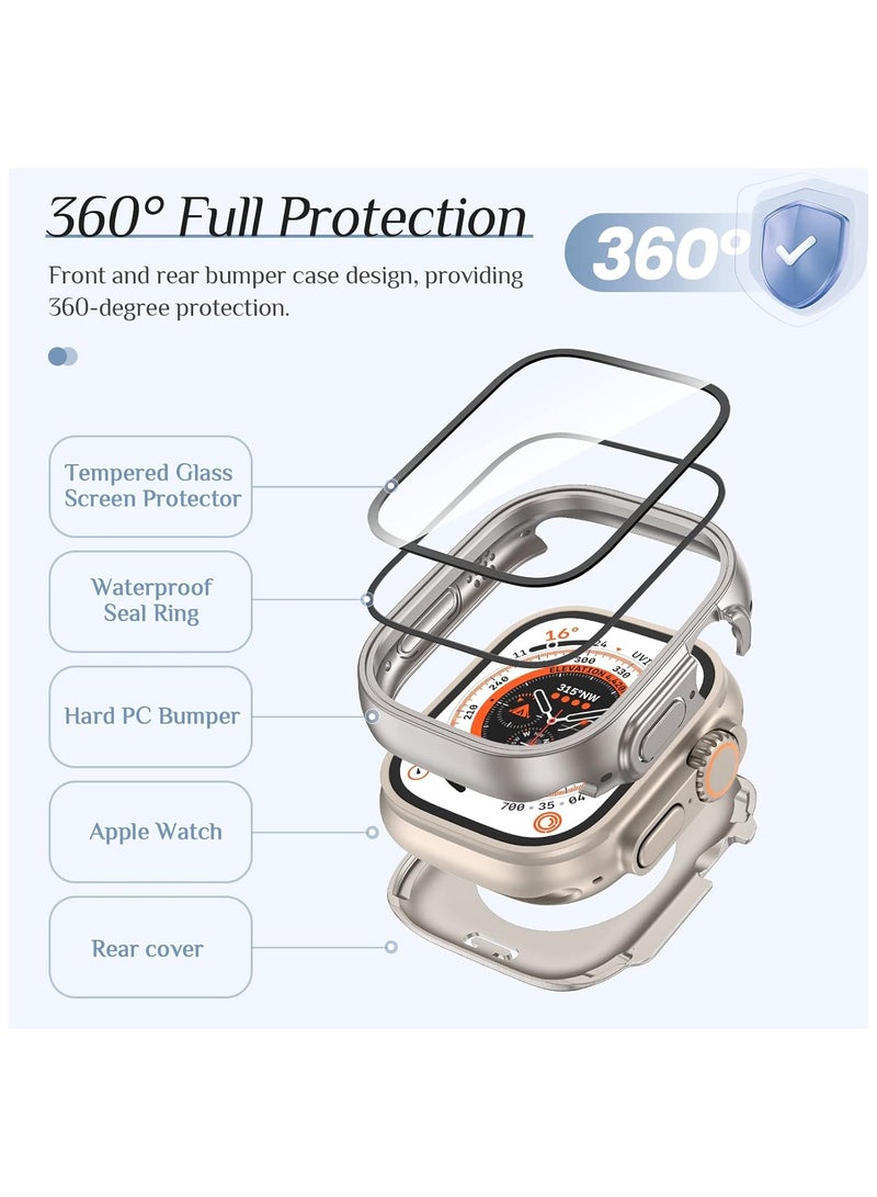 علبة مقاومة للماء مع واقي شاشة زجاجي مقسى لـ Apple Watch SE Series 6/5/4 44 مم ، 360 غطاء حماية تغطية كاملة لـ IWatch 44mm ، التيتانيوم - Image 4