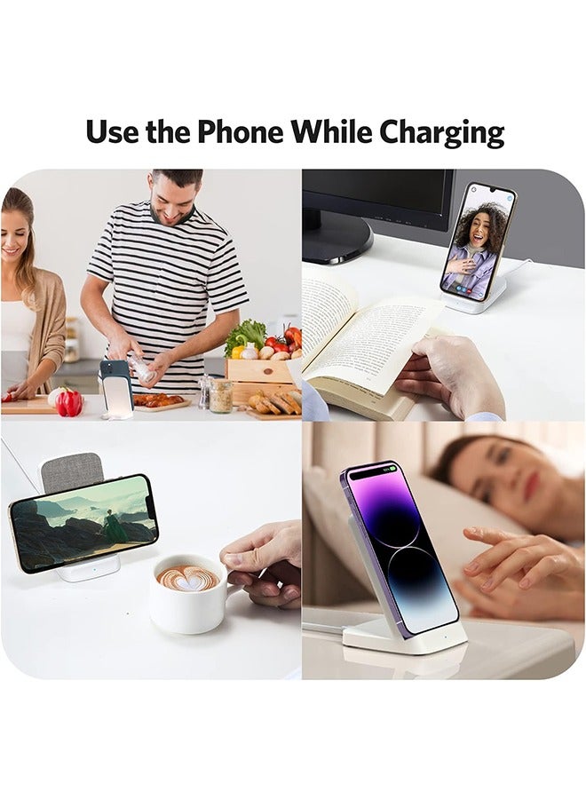 Wireless Charger, 15W Grey Fast Wireless Charging Stand, Qi-Certified for iPhone 15/14/13/12/12 Pro/11/11 Pro Max/XS Max/XR/XS/X/8, for Samsung Galaxy S22/S21/S20/S10/S9/S8 (No AC Adapter) - Image 5