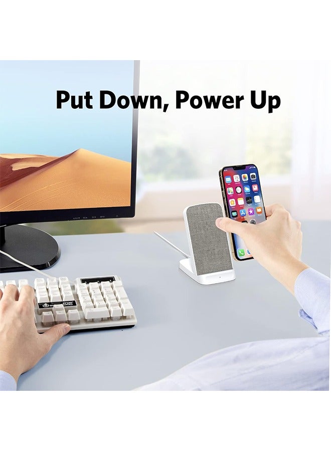 Wireless Charger, 15W Grey Fast Wireless Charging Stand, Qi-Certified for iPhone 15/14/13/12/12 Pro/11/11 Pro Max/XS Max/XR/XS/X/8, for Samsung Galaxy S22/S21/S20/S10/S9/S8 (No AC Adapter) - Image 3
