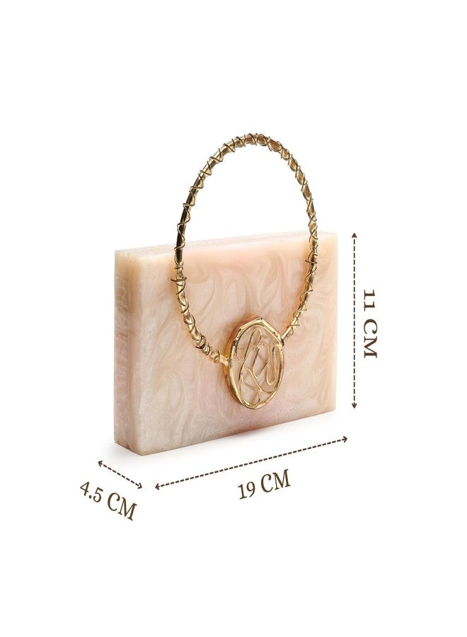 Anekaant Marble Muse Cream Resin Embellished Clutch For Ladies | Party & Wedding Handbag - Image 5