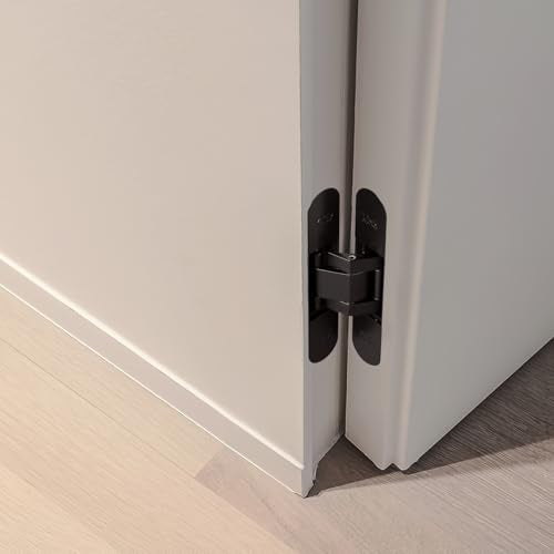 YAGU 6.5 inch Hidden Door Hinge 3 Way Adjustable Invisible Hinges for Doors Zinc Alloy Secret Door Hinges Concealed Door Butt Hinge 180 Degree Swing Black Door Hinge 1PC - Image 2