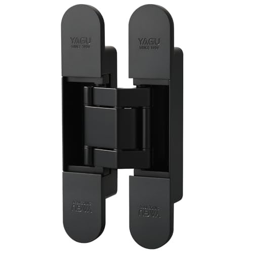 YAGU 6.5 inch Hidden Door Hinge 3 Way Adjustable Invisible Hinges for Doors Zinc Alloy Secret Door Hinges Concealed Door Butt Hinge 180 Degree Swing Black Door Hinge 1PC - Image 1