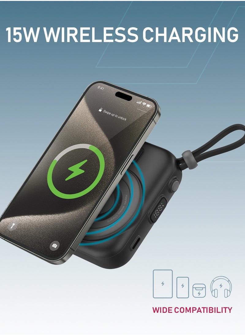Moxedo Moxedo Snap-On Wireless Charging Power Bank 8000mAh 15W PD Fast Charging Portable Charger with Built-in USB-C Cable  - Image 2
