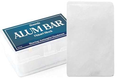 Homeda Alum Block for Shaving Alum Stone for Face Piedra De Alumbre Natural Bar for Underarm Fitkari Fitkiri Allum Deodorant for Men and Women with Storage Case 100g 1 Piece - Image 1