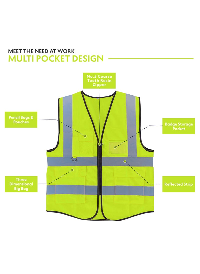 DXB GADGETS Pack of 12 High Visibility Multi Use Vest Safety and Utility in Bright Yellow  - Image 3