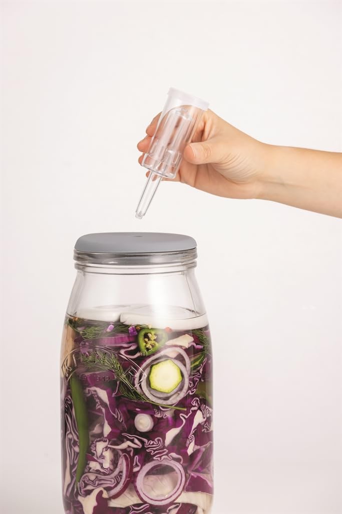 Kilner طقم تخمير كيلنر 6 قطع يتضمن جرة زجاجية سعة 3 لترات غطاء خشبي قفل هواء وسدادة حجارة خزفية وكتيب وصفات للتخليل في المنزل 3ل - Image 5
