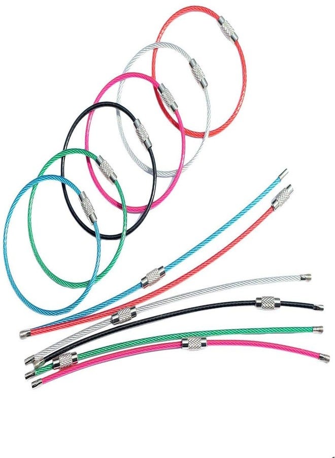 bayite Key Rings Stainless Steel Wire Keychains Lock Cable Heavy Duty Luggage Tags Loops Keepers 2mm Twist Barrel Pack of 12 (Cable length: 6 inches) - Image 1
