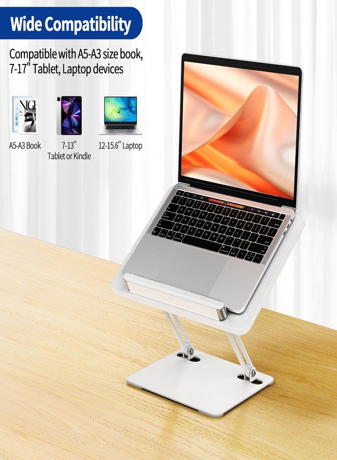 BESIGN BS01 Book Stand for Reading, Adjustable Book Holder, Ergonomic Laptop Stand with Elastic Page Clips for Music Scores, Recipe, Tablet, Laptop (White) - Image 4