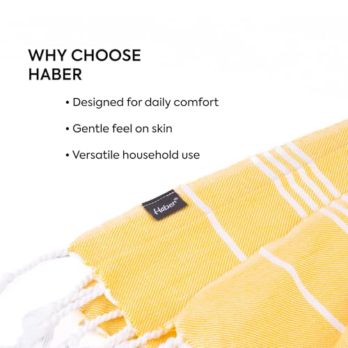 HABER Bath Towel Cotton, Ultra Soft & Highly Absorbent, Quick Dry Lightweight Luxury Towel for Bathroom, Spa & Travel-Lemonade Fizz (Pack of 1, Large Size 76x 152cm, Summer Friendly, Fast Drying) - Image 2