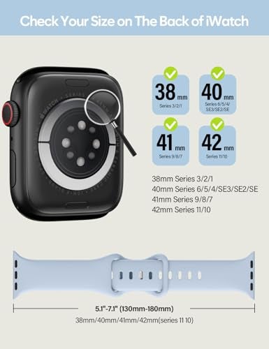 SuperNaNa Sport Silicone Band Compatible with Apple Watch Bands 40mm 38mm 41mm 44mm 45mm 42mm 49mm Women Men,Soft Wristband Waterproof Replacement Sport Strap for iWatch Bands Series 9 8 7 6 5 4 3 2 1 SE Ultra - Image 2