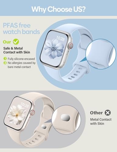 SuperNaNa Sport Silicone Band Compatible with Apple Watch Bands 40mm 38mm 41mm 44mm 45mm 42mm 49mm Women Men,Soft Wristband Waterproof Replacement Sport Strap for iWatch Bands Series 9 8 7 6 5 4 3 2 1 SE Ultra - Image 3