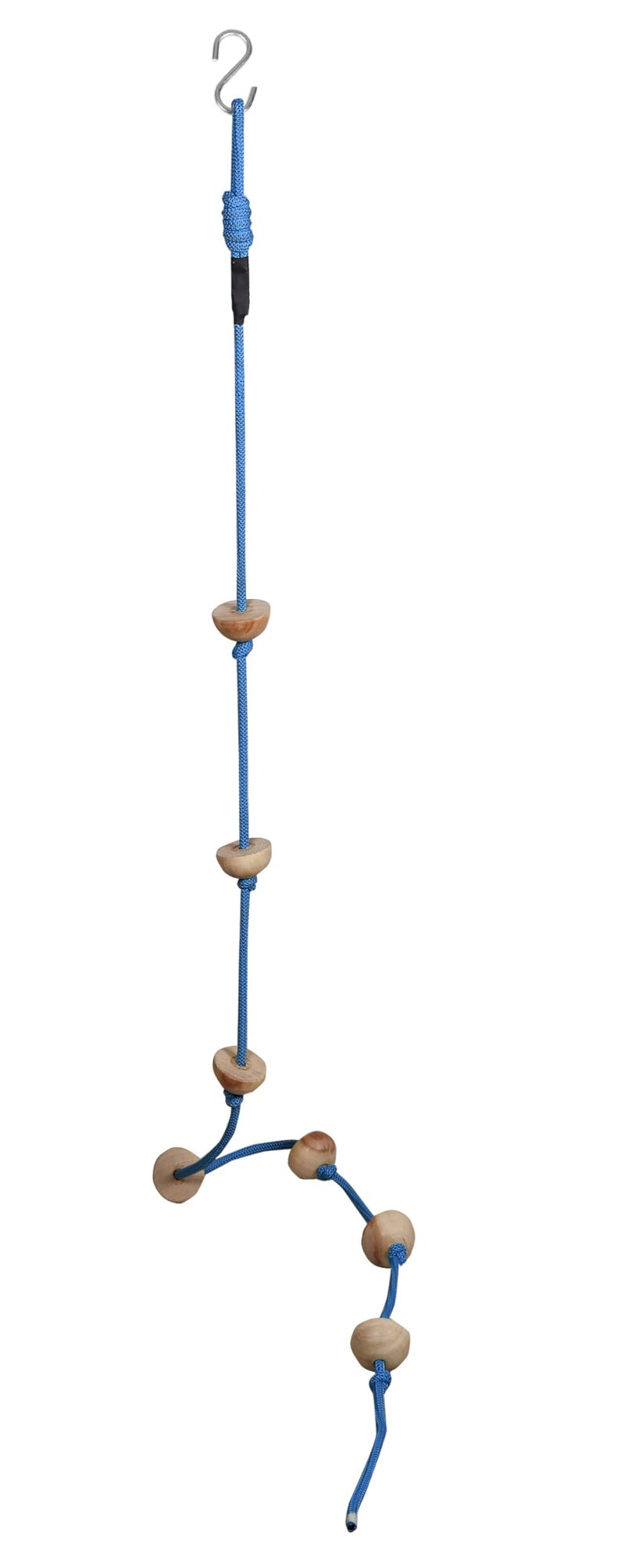 Boffle 8 Ft Kids Climbing Rope with 7 Wooden Knots Rope for Tree Houses and Climbing Frames, Swing Set | Backyard Outdoor Play (Blue) - Image 2