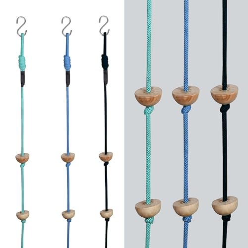 Boffle 8 Ft Kids Climbing Rope with 7 Wooden Knots Rope for Tree Houses and Climbing Frames, Swing Set | Backyard Outdoor Play (Blue) - Image 4