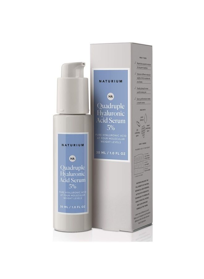NATURIUM سيروم حمض الهيالورونيك الرباعي 5%، مرطب للوجه مضاد للشيخوخة، خالي من العطور، 1.0 أونصة - Image 1