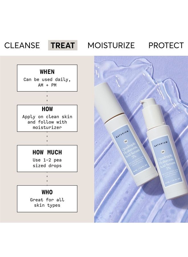 NATURIUM سيروم حمض الهيالورونيك الرباعي 5%، مرطب للوجه مضاد للشيخوخة، خالي من العطور، 1.0 أونصة - Image 3