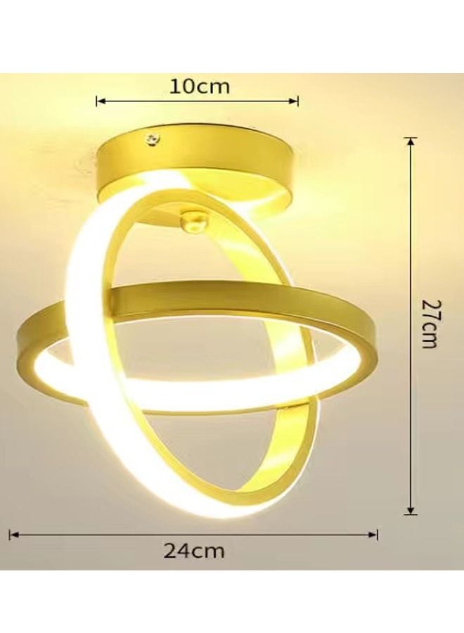 C&C Home Modern Creative Iron LED Ceiling Light Round Geometry Ceiling Lamp for Living Room Bedroom Balcony Hallway 24x27 cm - Image 2