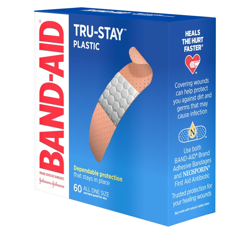 Band-Aid Brand Tru-Stay Plastic Strips Adhesive Bandages for First Aid & Wound Protection, Sterile Individually Wrapped Wound Care Bandages for Minor Cuts & Scrapes, All One Size, 60 ct - Image 5