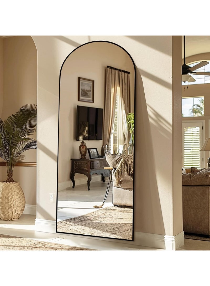 YQbest Floor Full Length Mirror Standing Full Body Rounded Corner Rectangle Mirrors with Stand Hanging Wall Mounted Leaning Bedroom Living Room Bedroom Cloakroom,Black  - Image 2