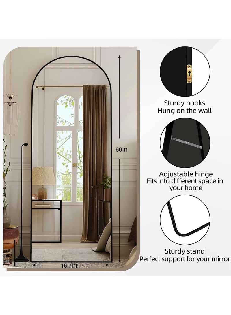YQbest Floor Full Length Mirror Standing Full Body Rounded Corner Rectangle Mirrors with Stand Hanging Wall Mounted Leaning Bedroom Living Room Bedroom Cloakroom,Black  - Image 4