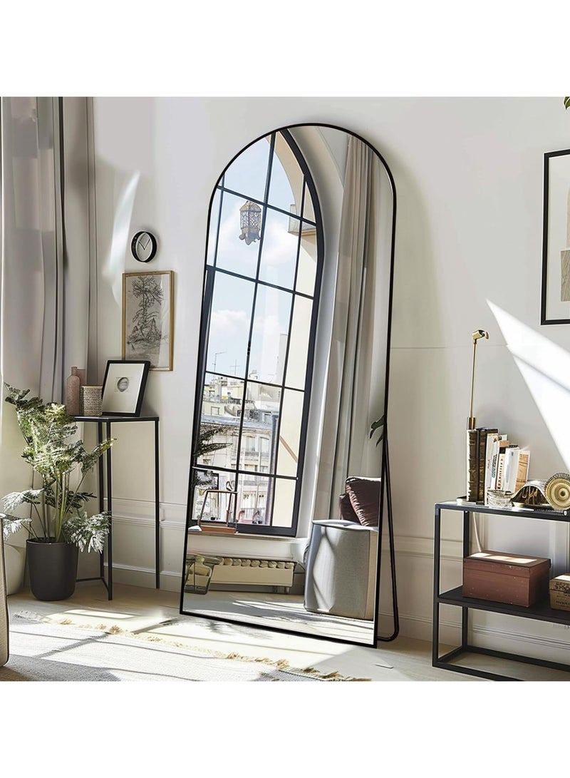 YQbest Floor Full Length Mirror Standing Full Body Rounded Corner Rectangle Mirrors with Stand Hanging Wall Mounted Leaning Bedroom Living Room Bedroom Cloakroom,Black  - Image 5