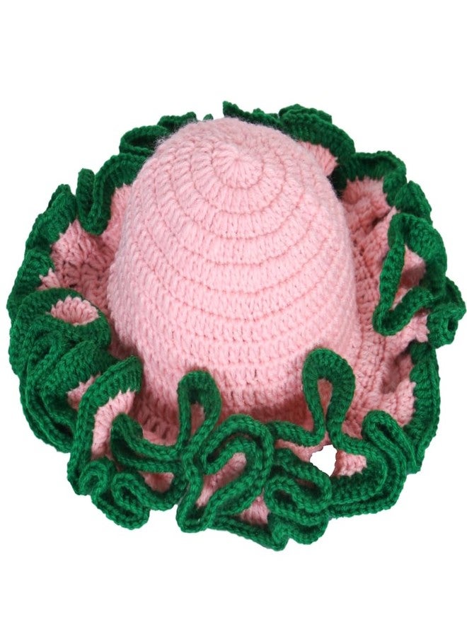 URTERYSER Hat, Adult Crochet Bucket Handmade Ruffled Brim Fisherman Windproof Hat - Image 1