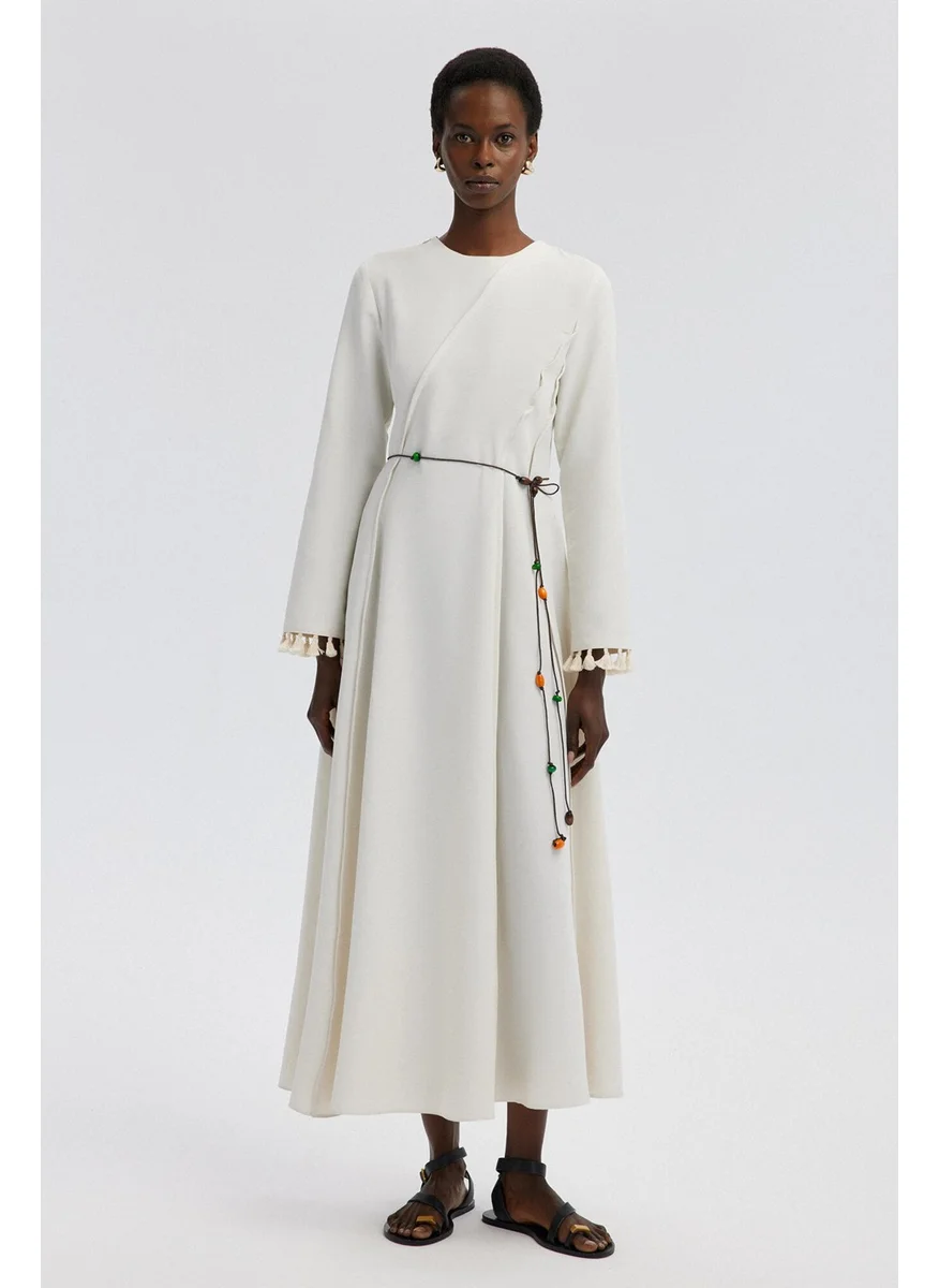 Touche Rib Detailed Linen Dress