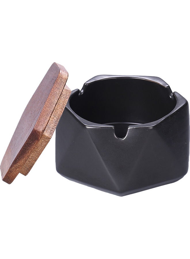 NIBEMINENT Geometric Ashtray With Lid Black