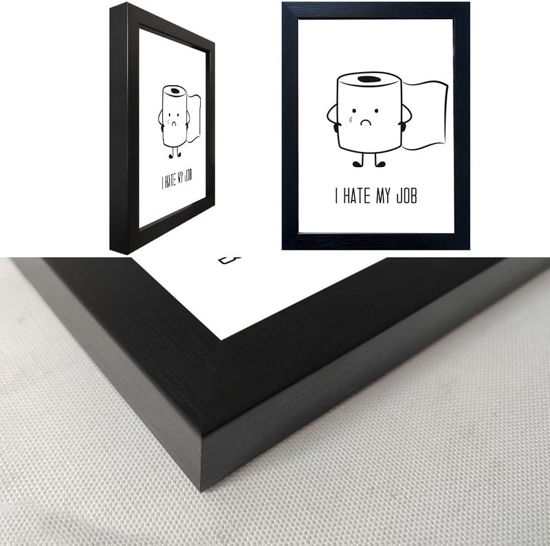 AIANHUA Black and White Bathroom Wall Decor, Funny Bathroom Wall Art, Black Framed Toilet Paper Art, Toiletpaper Roll Humorous Canvas Print Artwork, Minimalist Toilet WC Artwork - Image 3